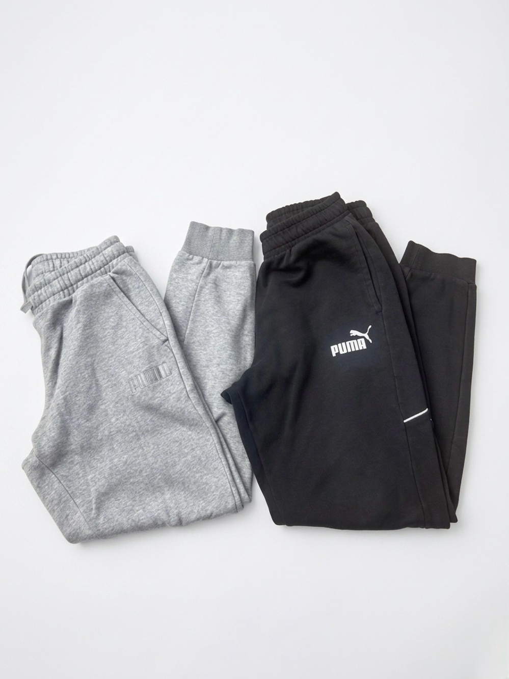 PUMA Men’s Sweatpants Joggers Bundle (2 Pairs) Gray Black Size Medium